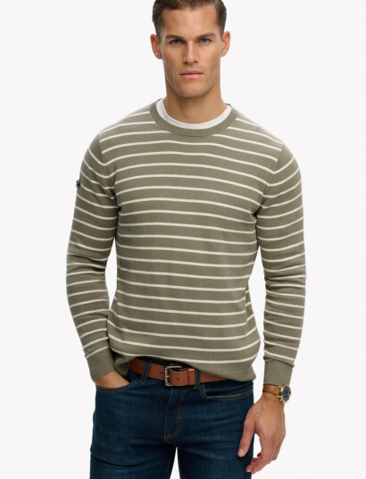Superdry Merchant Breton Jumper Khaki green XXXL