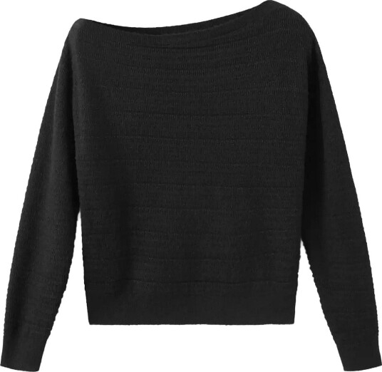 Mango Teen Asymmetrical Lurex Jumper BLACK L