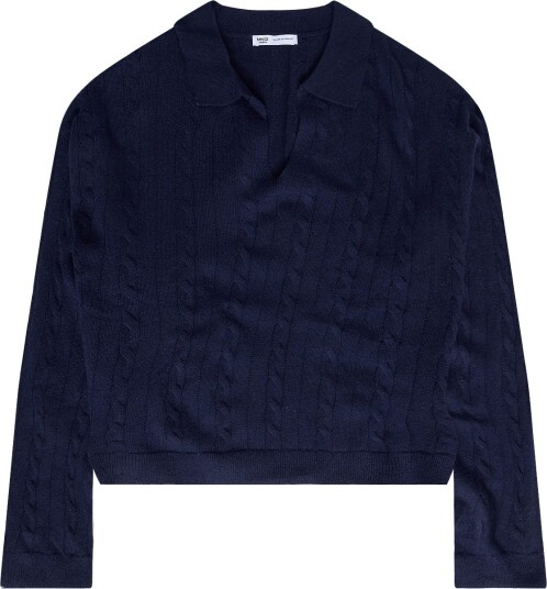 Mango Teen Braided Polo Neck Sweater NAVY L