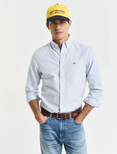 GANT Slim Classic Oxford Stripe Shirt - Blue - XXXL GANT Slim Classic Oxford Stripe Shirt - Blue - XXXL