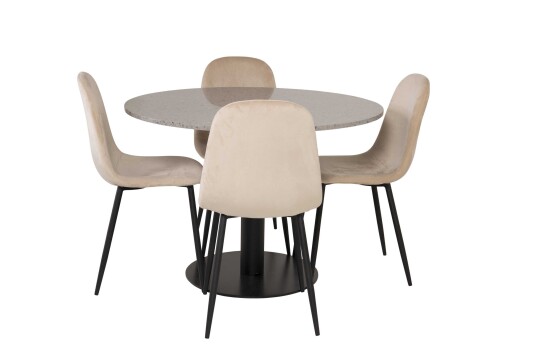 Venture Design Razzia & Polar spisegruppe Grå/beige 4 st stoler & bord 106 cm