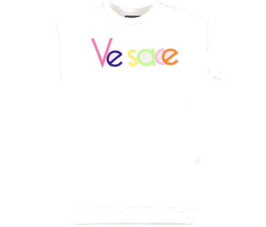 Young Versace Kjole Svette Hvit m. Flerfarget Logo Versace 8 år 128 Kjole