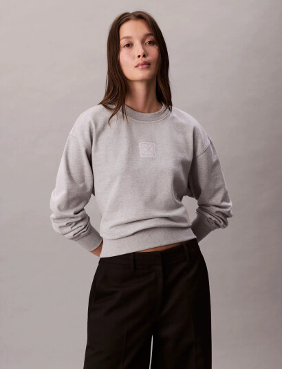 Calvin Klein Ls Premium Terry Emblem Logo Cre - Grey - XXL Calvin Klein Ls Premium Terry Emblem Logo Cre - Grey - XXL