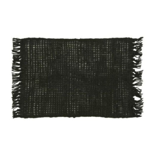 Brikke med frynser sort jute
