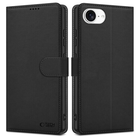 Tech-Protect Lommeboketui for iPhone 16e/17e med Magnet og Stativ - Svart