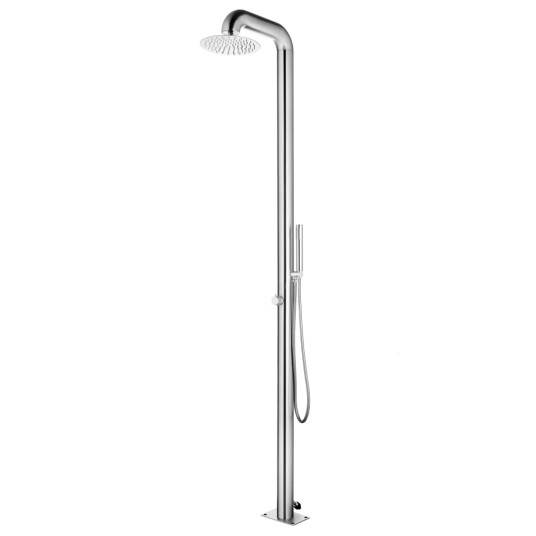 vidaXL Hagedusj med brunt dusjbrett 230 cm rustfritt stål