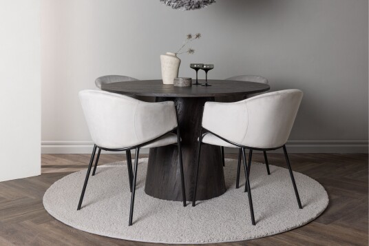 Venture Home Lanzo Spisegruppe 120 cm Rund med 4 Evelina Stoler Sort