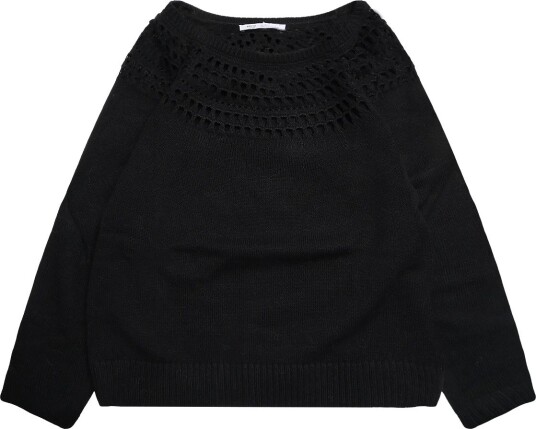 Mango Teen Openwork Knit Sweater BLACK XXS