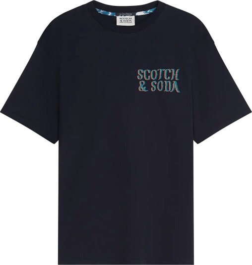 Scotch & Soda Front And Back Artwork Relaxed Fit T Shirt   SKY CAPTAIN   XXL