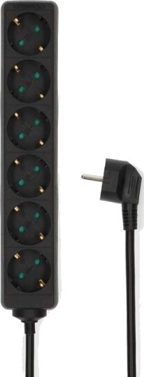 Nedis 6 veis skjøtekontakt 1.5m sort ESOC615F1BK