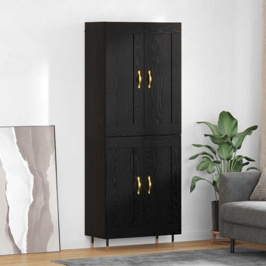 Høyskap Svart Eik 69,5 x 34 x 180 cm Konstruert tre