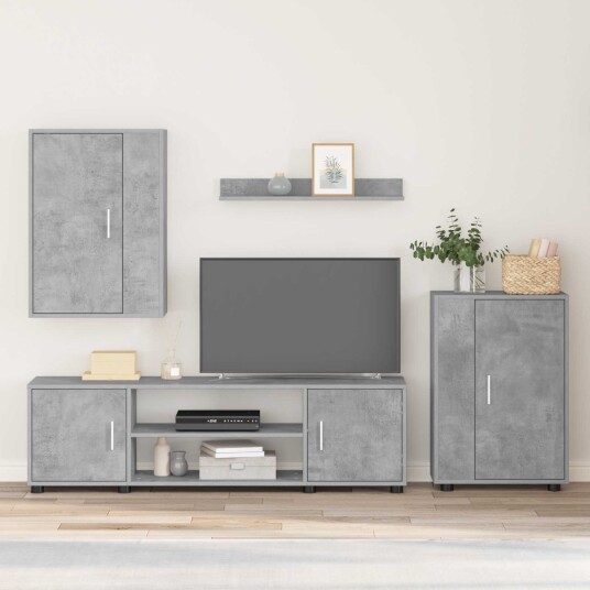 TV benksett Veggmontert 4 pcs Betonggrå Konstruert tre TV benksett Veggmontert 4 pcs Betonggrå Konstruert tre