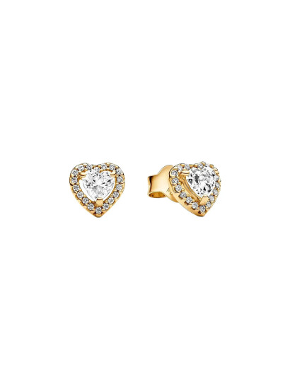 PANDORA Heart 14K Gold Plated Stud Earrings With Clear Cubic Zirconia Guld One Size