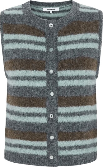 Soft Rebels Srcamilla Vest Striped Knit Grey XL