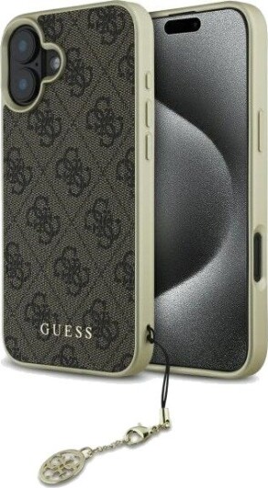 Guess 4G Charms Collection Mobildeksel til iPhone 16 - Brun Guess 4G Charms Collection Mobildeksel til iPhone 16 - Brun