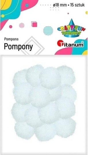 Titanum Pom Ponger I Polyester 18 Mm Hvite 15 Stk Titanum Pom Ponger I Polyester 18 Mm Hvite 15 Stk
