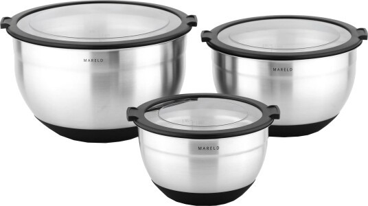 Mareld Blandeskål med Lokk 3 pk Rustfritt Stål Mareld Blandeskål med Lokk 3 pk Rustfritt Stål