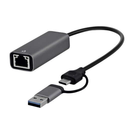 Conecto USB-C/USB-A Ethernet-adapter, grå Conecto USB-C/USB-A Ethernet-adapter, grå