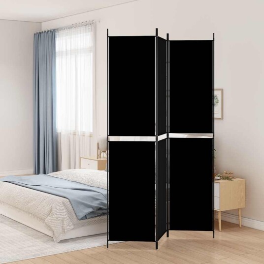 vidaXL Romdeler 3 paneler svart 150x220 cm stoff