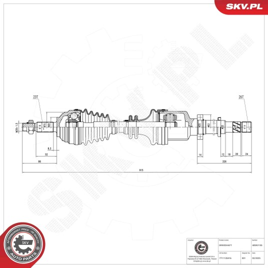 Esen Skv Drivaksel ESEN SKV 40SKV155