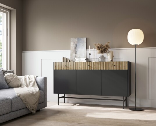Francisca Kommode 155 cm   Svart/Eik