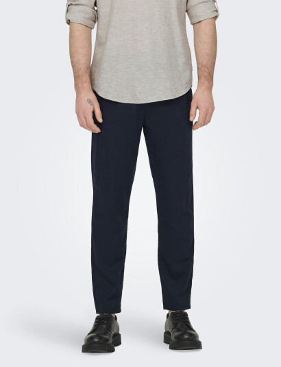 ONLY & SONS Onsleo Crop Linen Mix 0048 Pant - Blue - 29 x 34
