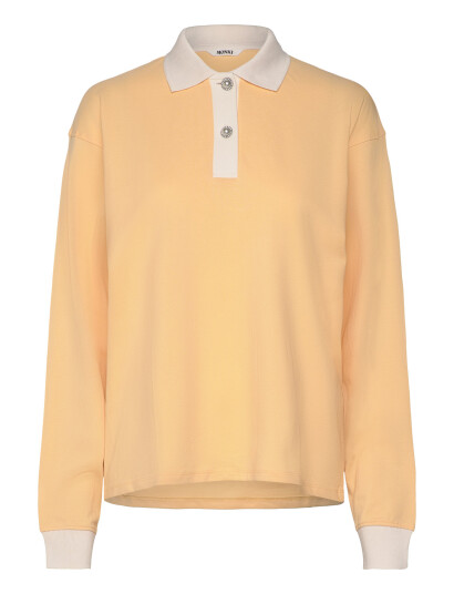 Monki Long Sleeve Rugby Polo Top - Yellow - XXS