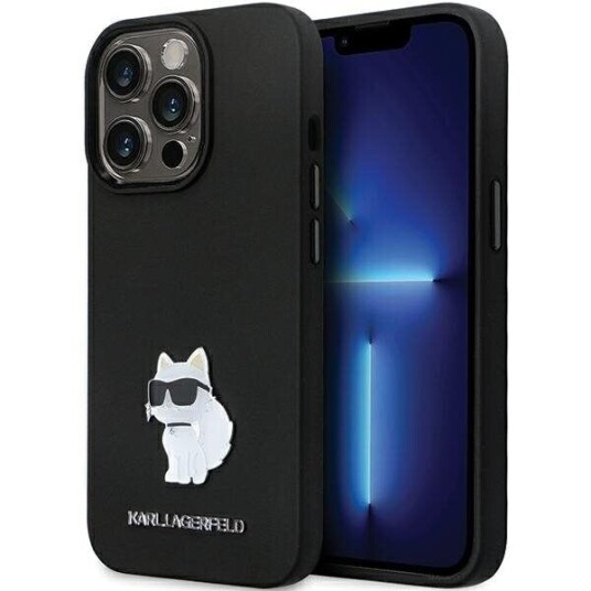 Karl Lagerfeld Mobildeksel til iPhone 14 Pro Max 6,7" Svart Silikon med Metalldetalj