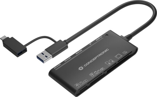 Conceptronic USB 3.0/USB-C minnekortleser SD/Micro SD/MMC/M2/CF Conceptronic USB 3.0/USB-C minnekortleser SD/Micro SD/MMC/M2/CF