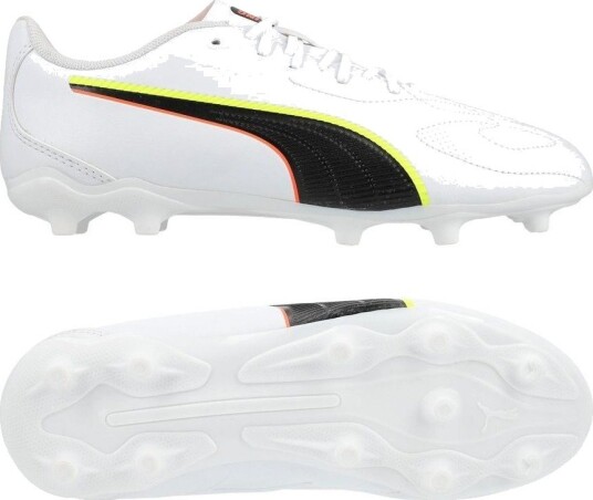 PUMA King 20 Play FG/AG Unleashed   PUMA White/rød/Gul Barn størrelse 38