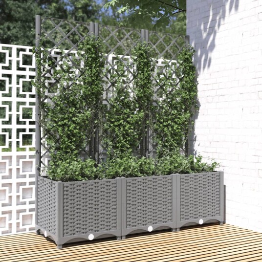 vidaXL Plantekasse med espalier lysegrå 120x40x136 cm PP vidaXL Plantekasse med espalier lysegrå 120x40x136 cm PP