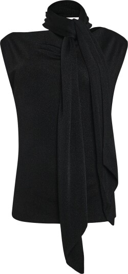 Malina Donia Cowl Neck Scarf Detailed Top Black S