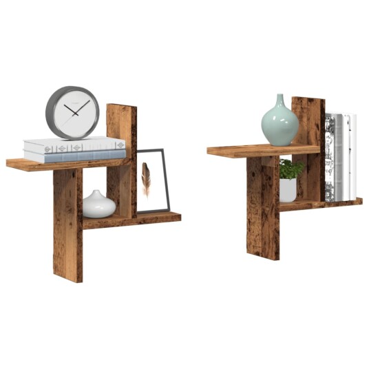  Vegghyller 2 stk gammelt tre 38x12x38 cm konstruert tre 8721158361172