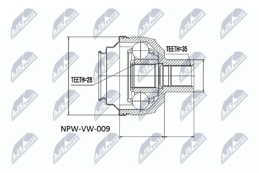 Nty Drivknute drivaksel NTY NPW VW 009 Nty Drivknute drivaksel NTY NPW VW 009