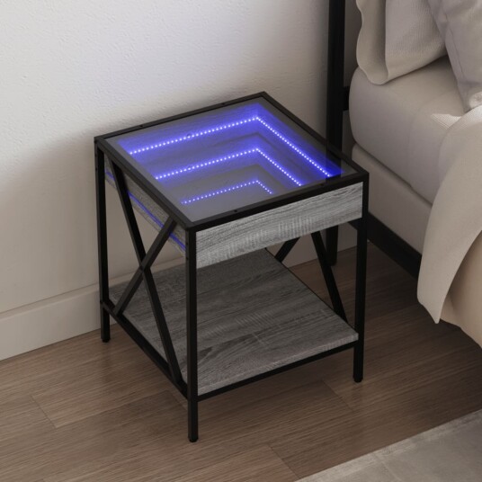  Salongbord med Infinity LED grå sonoma 40x40x49 cm 3284099