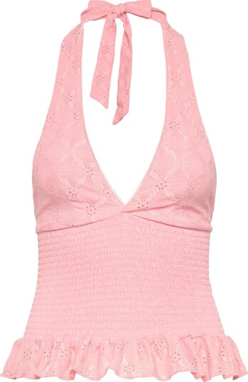 Gina Tricot Broderie Anglaise Top Pink L Gina Tricot Broderie Anglaise Top Pink L