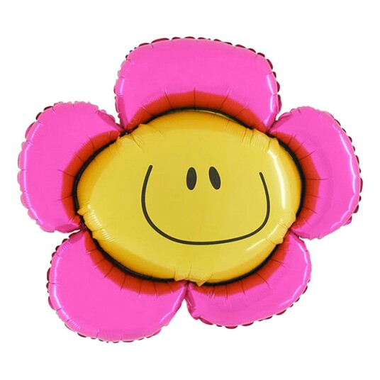 Ballongkungen AB Folieballong Blomst Smilefjes Rosa