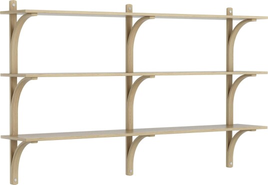 Levi Wall Shelf 180 cm Medium Aluminium / Naturlack Oak