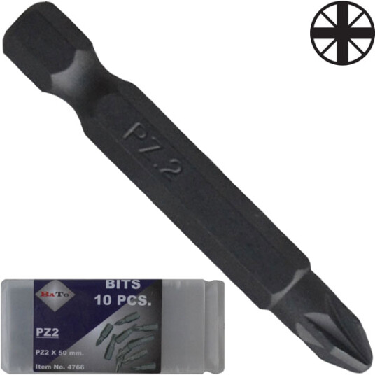 BATO 1/4" Bits Pz2 x 50mm. 10 stk. pk.