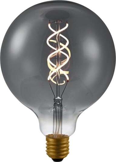 Spl E27 5W dimbar LED pære   G125 Double Helix filament røykfarget glass 2200K   Dimbar : Dimbar Kulør : Ekstra varm