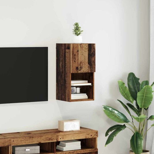 Vegghengt TV skap Gamle tre 30,5 x 30 x 60 cm Konstruert tre Vegghengt TV skap Gamle tre 30,5 x 30 x 60 cm Konstruert tre