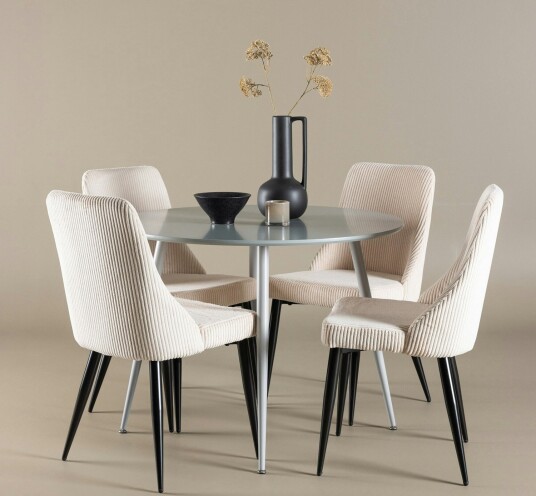 Spisegruppe Venture Home Plaza Ø100 med 4 stk Leone Stoler