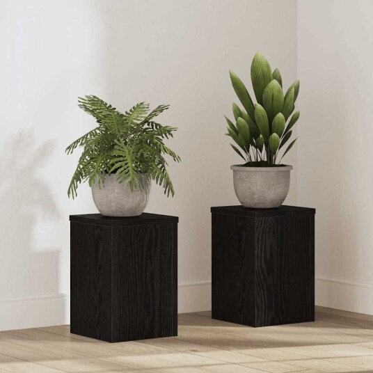  Plantestativ 2 stk Svart Eik 20x20x30 cm Konstruert Tre