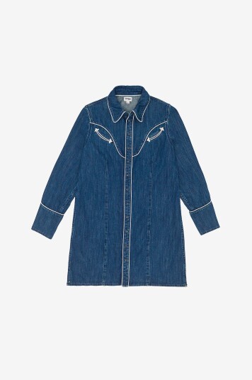 Wrangler Denimkjole Piped shirt dress Blue reverie Blå Wrangler Denimkjole Piped shirt dress Blue reverie Blå