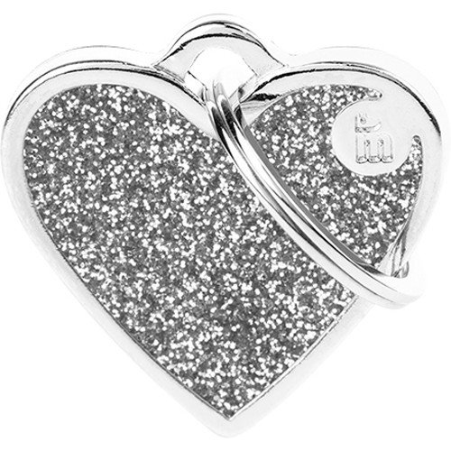 Myfamily Hjerte Glitter ID Tag - Sølv 37x36 mm for Hundehalsbånd Myfamily Hjerte Glitter ID Tag - Sølv 37x36 mm for Hundehalsbånd