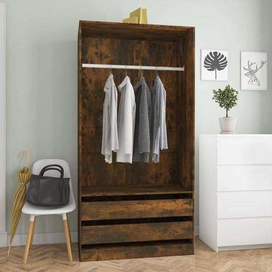 vidaXL Garderobe røkt eik 100x50x200 cm konstruert tre vidaXL Garderobe røkt eik 100x50x200 cm konstruert tre