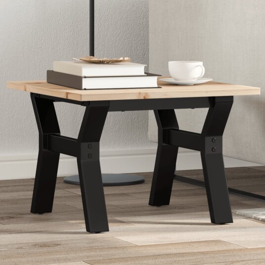 Salongbord Y-ramme 50x50x35 cm heltre furu og støpejern 3282703