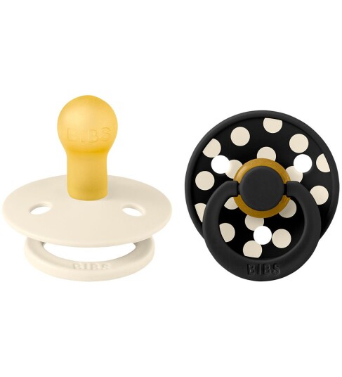 BIBS Colour Smokker Str. 1 Rund 2 pack Ivory/Svart BIBS 0 6 md Smokk Hvit