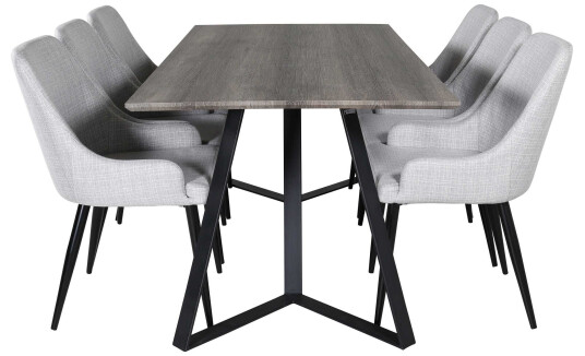 Venture Design Marina & Plaza spisegruppe Grå/grå 6 st stoler & bord 180 x 90 cm