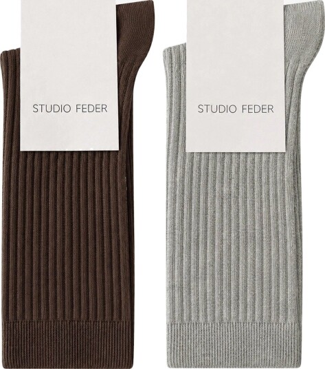 STUDIO FEDER Minna Sock   2 Pack   BARK / GREY MELANGE   36 38